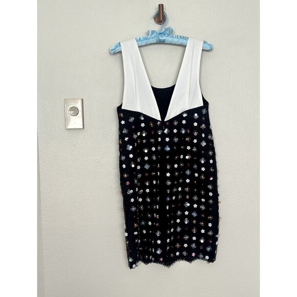 Sachin & Babi XS Black Beaded Sequin Mini Dress Floral Lace Sequined Multicolor - Picture 2 of 13